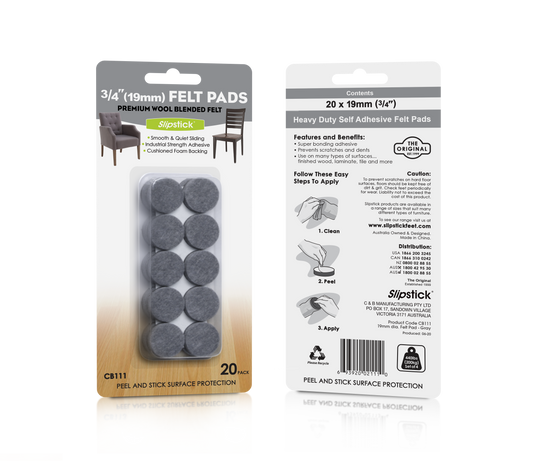 Heavy Duty Self-Adhesive Felt Pads – 19mm CB111