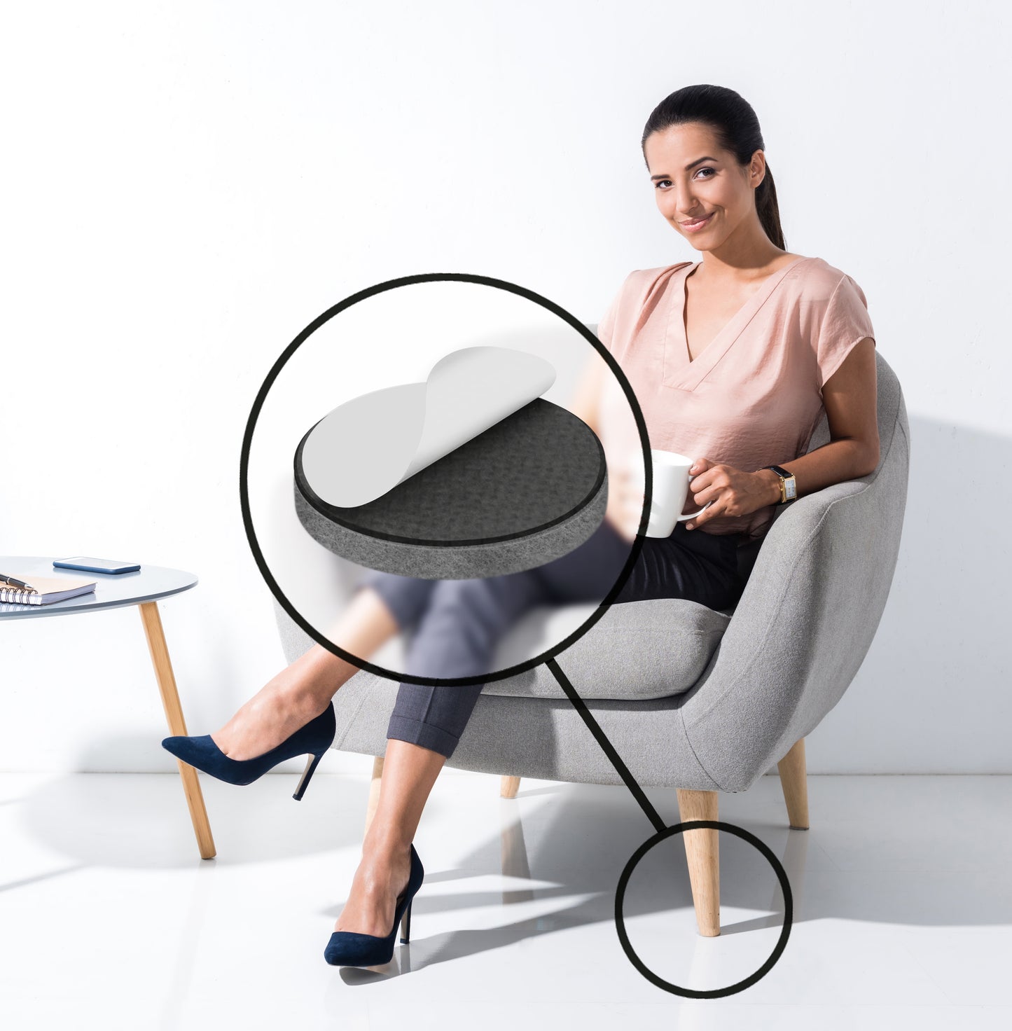 Felt Pads – 25mm Round (Grey) CB113