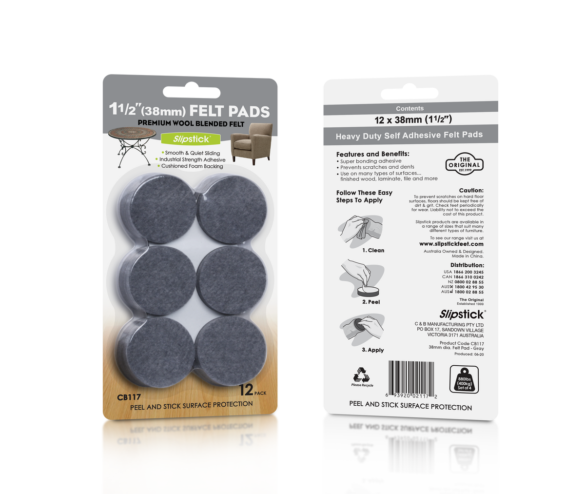 Felt Pads – 25mm Round (Grey) CB113