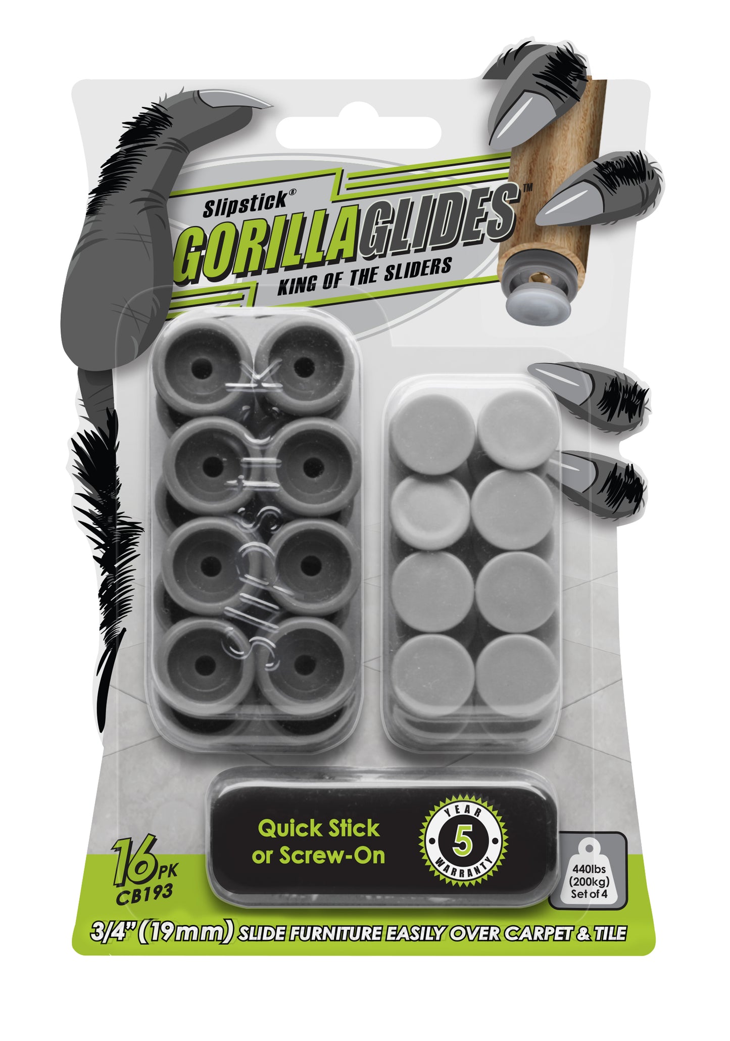 Furniture Sliders – 19mm (Grey) CB193
